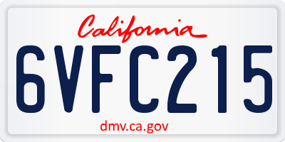 CA license plate 6VFC215