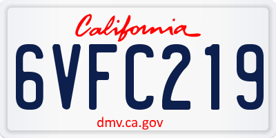 CA license plate 6VFC219