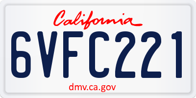 CA license plate 6VFC221