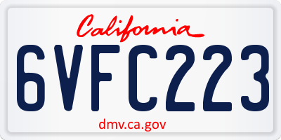 CA license plate 6VFC223