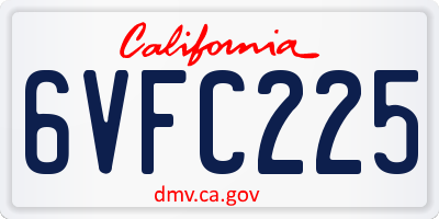 CA license plate 6VFC225