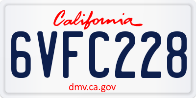 CA license plate 6VFC228