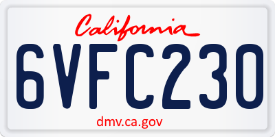 CA license plate 6VFC230