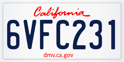 CA license plate 6VFC231