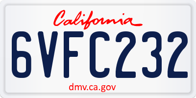 CA license plate 6VFC232