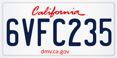CA license plate 6VFC235