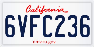 CA license plate 6VFC236