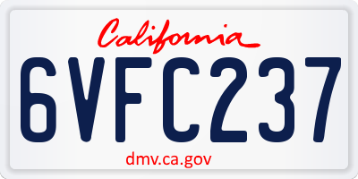 CA license plate 6VFC237