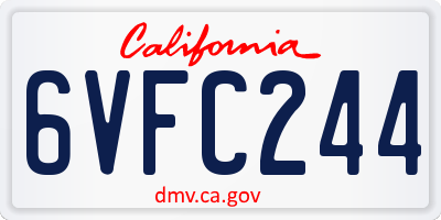 CA license plate 6VFC244