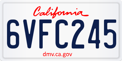 CA license plate 6VFC245