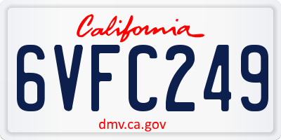 CA license plate 6VFC249