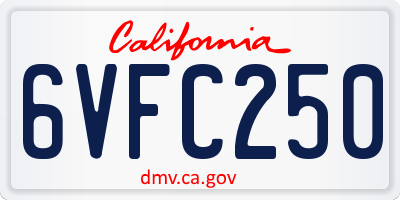 CA license plate 6VFC250