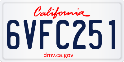 CA license plate 6VFC251