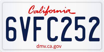 CA license plate 6VFC252