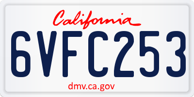 CA license plate 6VFC253