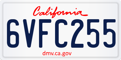 CA license plate 6VFC255