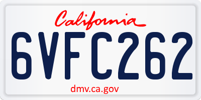 CA license plate 6VFC262