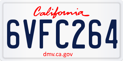 CA license plate 6VFC264