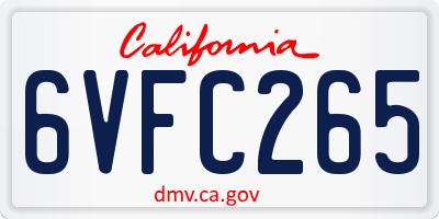 CA license plate 6VFC265