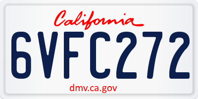 CA license plate 6VFC272