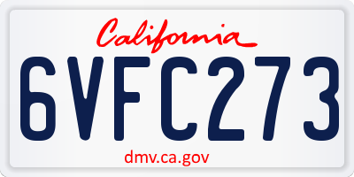 CA license plate 6VFC273