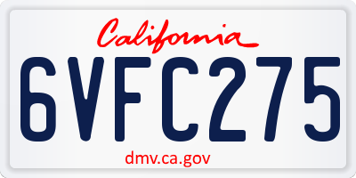 CA license plate 6VFC275