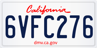 CA license plate 6VFC276