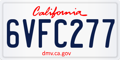 CA license plate 6VFC277
