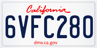 CA license plate 6VFC280