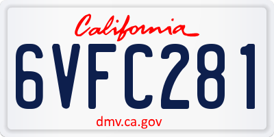 CA license plate 6VFC281