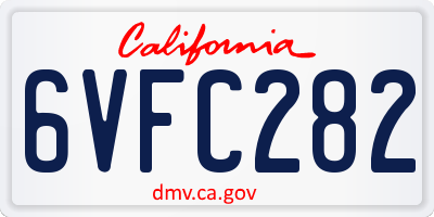 CA license plate 6VFC282