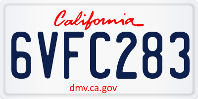 CA license plate 6VFC283