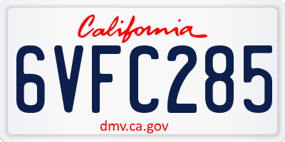 CA license plate 6VFC285