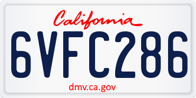 CA license plate 6VFC286