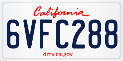 CA license plate 6VFC288