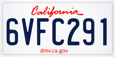 CA license plate 6VFC291