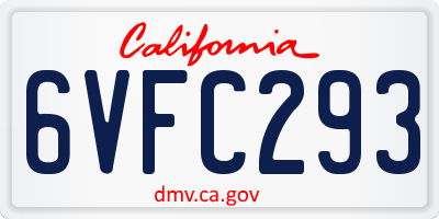CA license plate 6VFC293