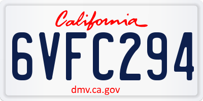 CA license plate 6VFC294