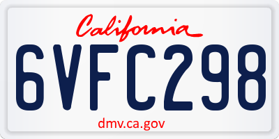 CA license plate 6VFC298