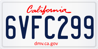 CA license plate 6VFC299