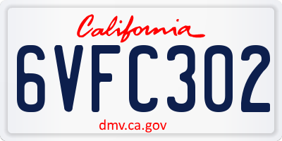 CA license plate 6VFC302