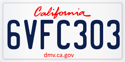 CA license plate 6VFC303