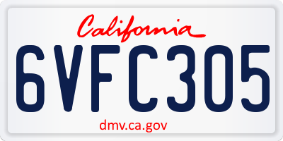 CA license plate 6VFC305