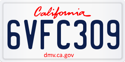 CA license plate 6VFC309