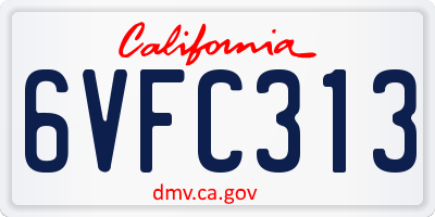 CA license plate 6VFC313