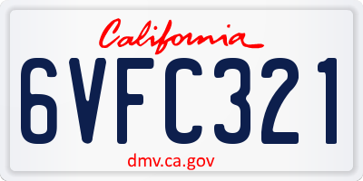 CA license plate 6VFC321