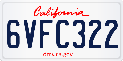 CA license plate 6VFC322
