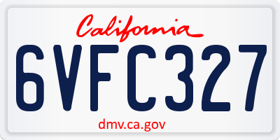 CA license plate 6VFC327