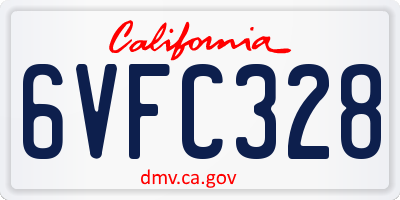 CA license plate 6VFC328