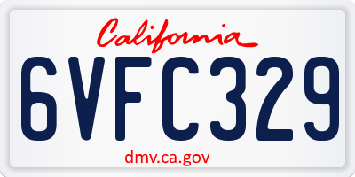 CA license plate 6VFC329